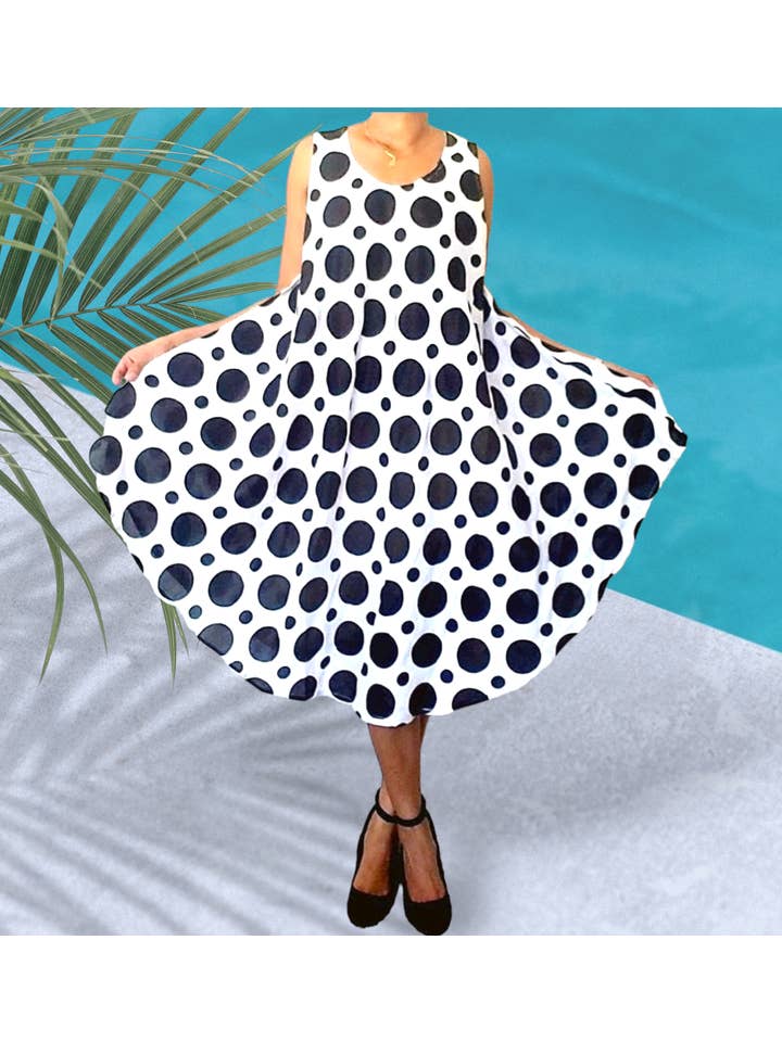 India Batik - Wholesale Dress - Women's - Polkadot Umbrella Dress