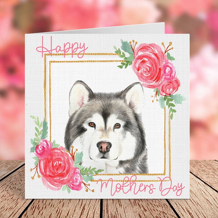 Alaskan Malamute Mothers Day Card for wholesale by Cloud Jellybean Art