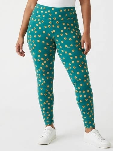 Teal Ditsy Floral Buttery Soft High-Waisted Leggings for wholesale by Shimena