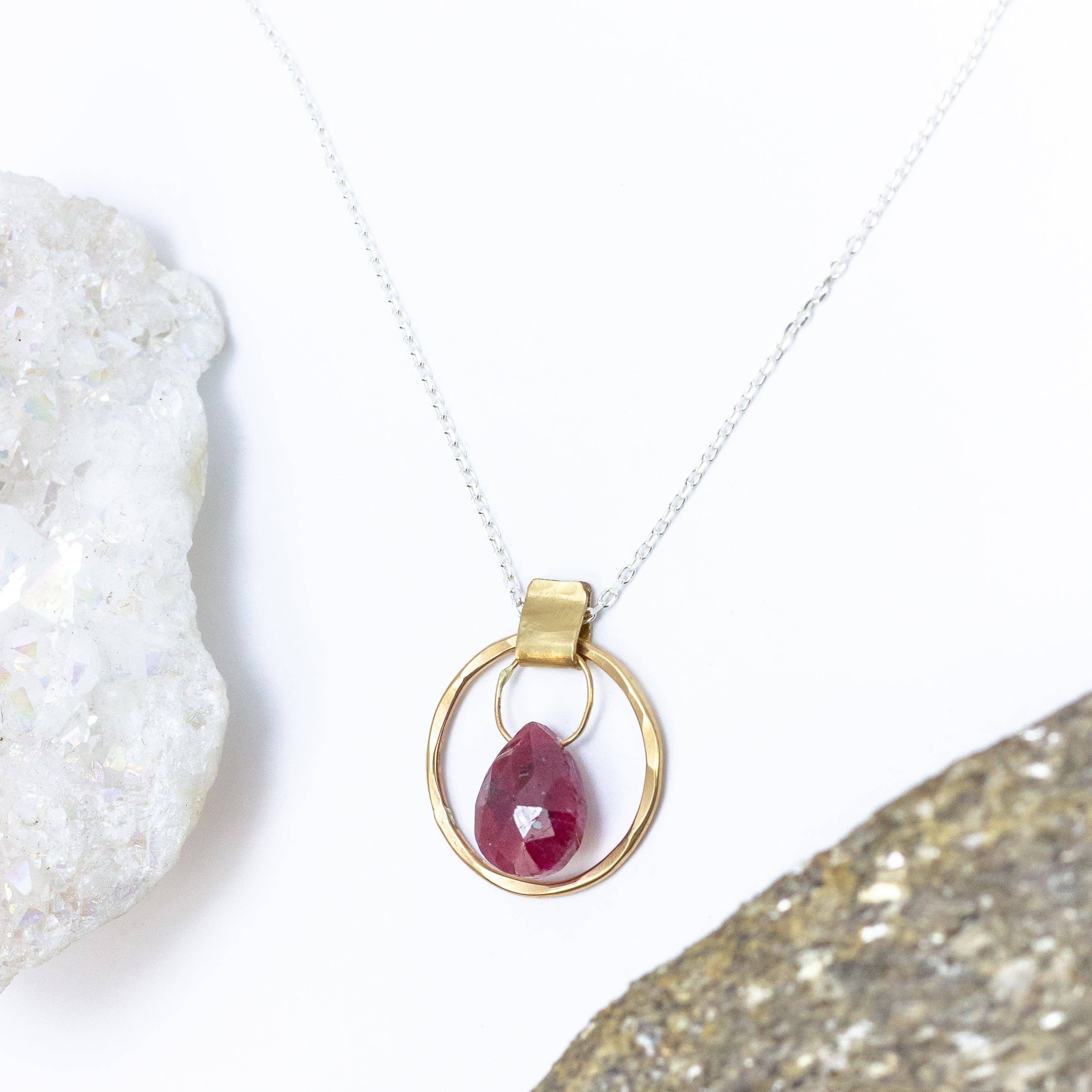Laura J Designs - Wholesale Pendant/Charm Necklace - Ruby Orbit Pendant2