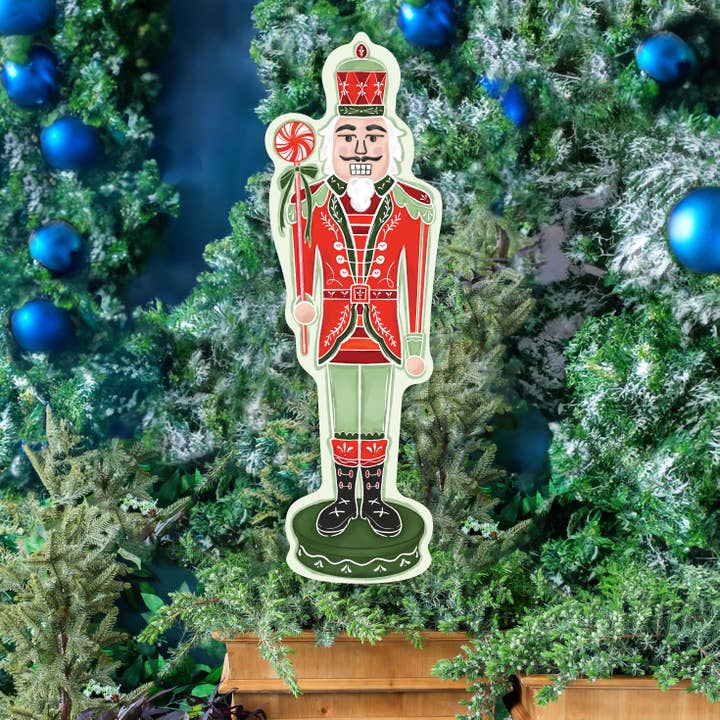 Songbird Grove Collection - Wholesale Garden/Lawn Stake - Red Candy Cane Nutcracker Yard Art Set