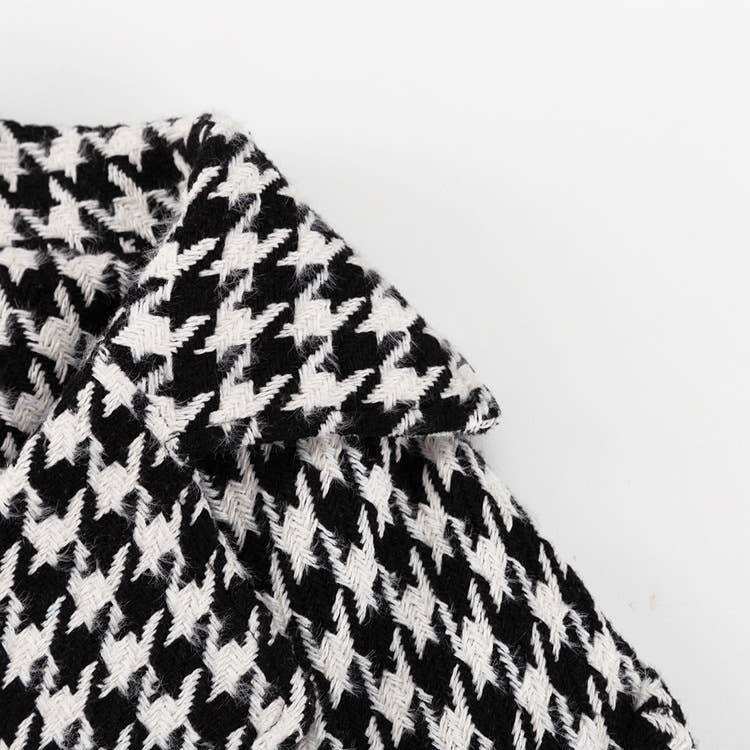 Black and white houndstooth long trench coat for wholesale on Faire7