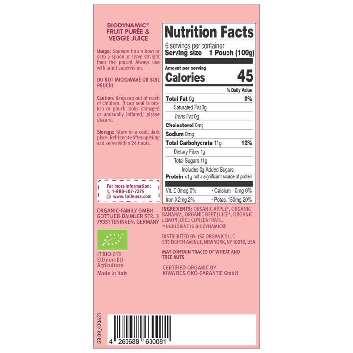 Holle USA - Wholesale Baby Food - Holle Biodynamic Baby Food Pouches: Zebra Beet (12 pack)2