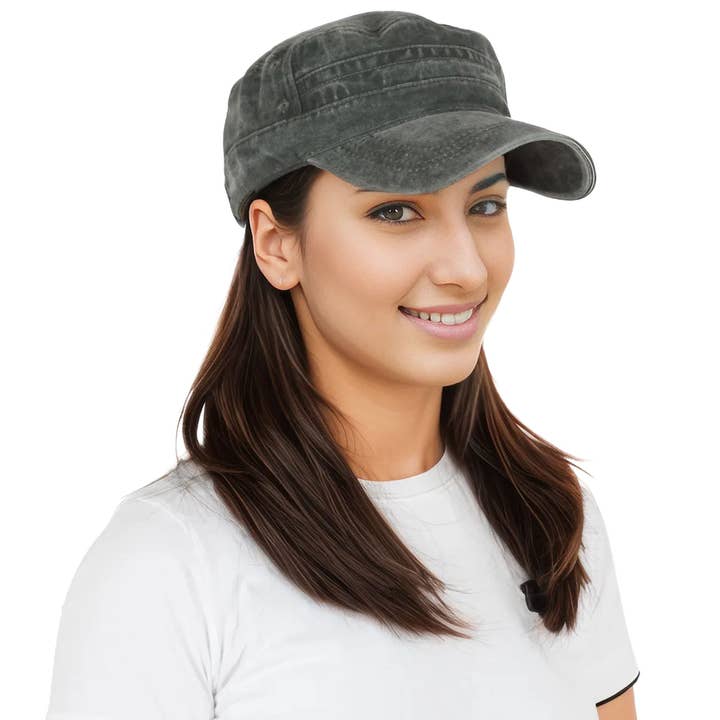 AK Brand - Wholesale Baseball Cap - Women's - Unisex Cotton Cadet Hat Vintage Washed Flat Top Cap13