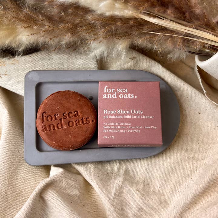 Rosé Shea Oats pH-Balanced Solid Facial Cleanser for wholesale by For Sea and Oats