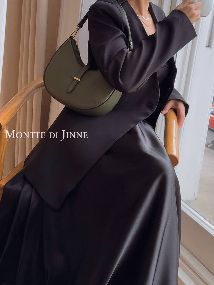 Italian Genuine Leather Crescent Shoulder Bag-Two Straps for wholesale by MONTTE DI JINNE