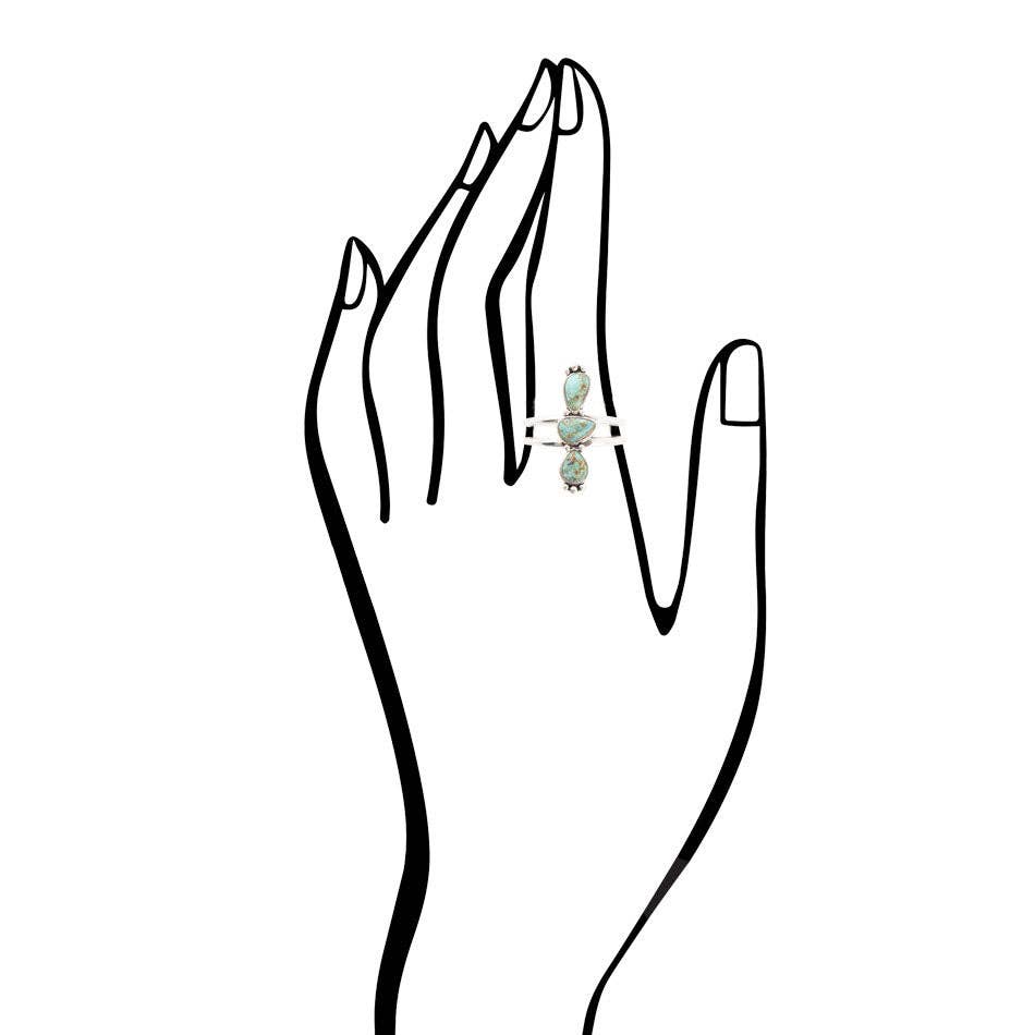 Barse Jewelry – Engroshandel Statementring – Lineær tredobbelt sten turkis og Sterling Silver Ring1