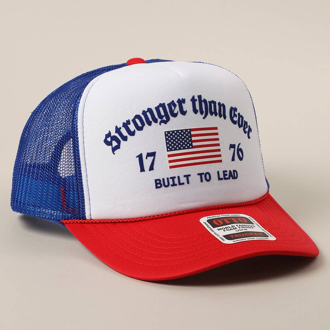 Fashion City - Vente Casquette de camionneur – unisexe - Casquette Trucker en Maille avec Imprimé Drapeau Américain Plus Fort que Jamais8