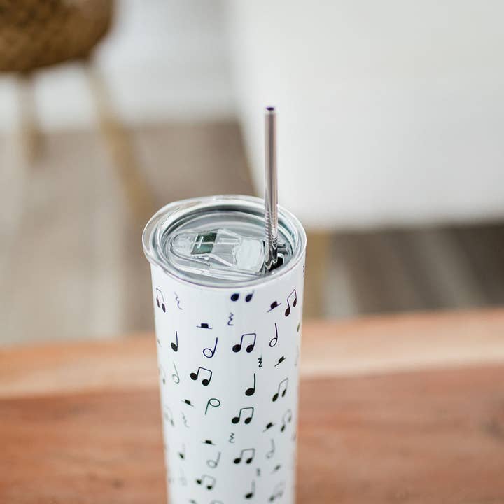Musically Minted - Wholesale Insulated Mug/Tumbler - Black and White Music Note Skinny Tumbler7
