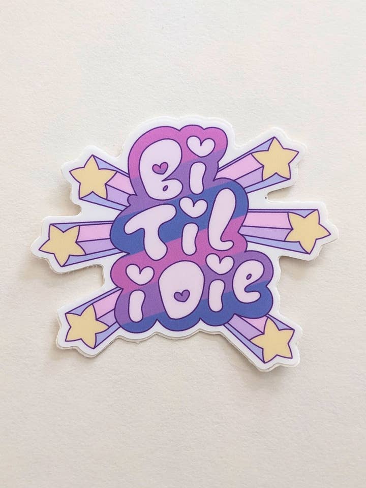 Autocollant Bi Til I Die pour la vente par Doodle Me Alive