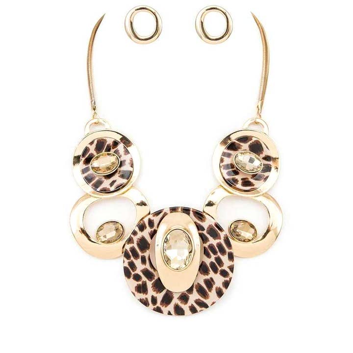 Artini Accessories - Wholesale Jewelry Set - Crystal Hoops Statement Necklace Set