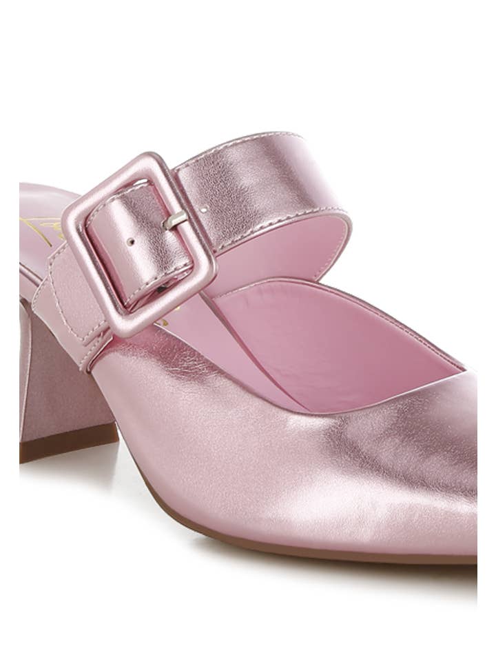 Rag Company - Wholesale Mules - Women's - Bismi Large Buckle Kitten Heel Mules