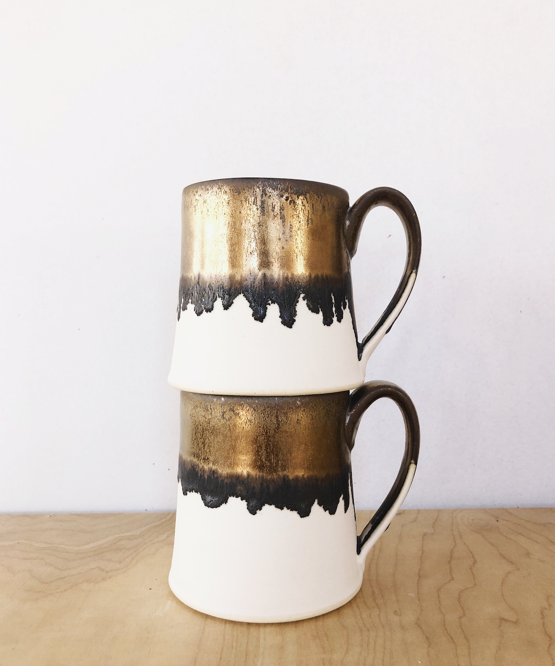 Jessica Wertz Ceramics - Wholesale Coffee Mug - Gold + White Mug1