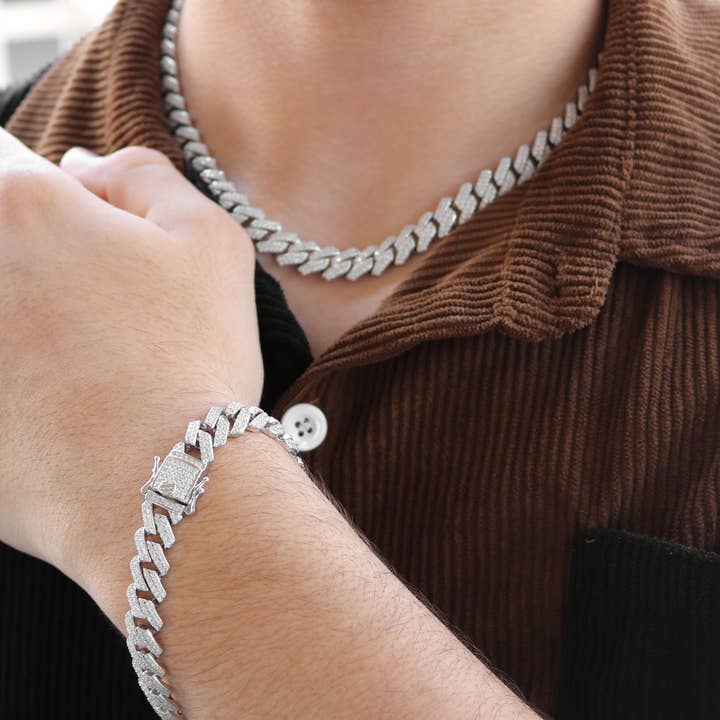 Atlanta Jewelers Supply - Wholesale Link & Chain Necklace - Sterling Silver Moissanite Monaco Chain