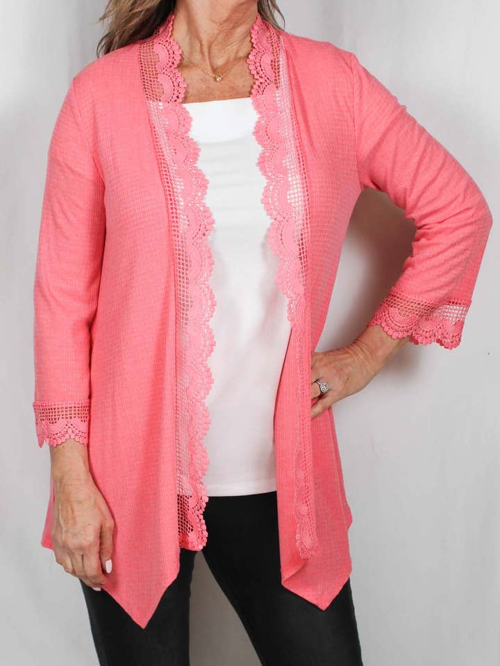 GS00708-C - Koraalkleurig open vest met haak A1936 voor wholesale door K & C Clothing, Inc.