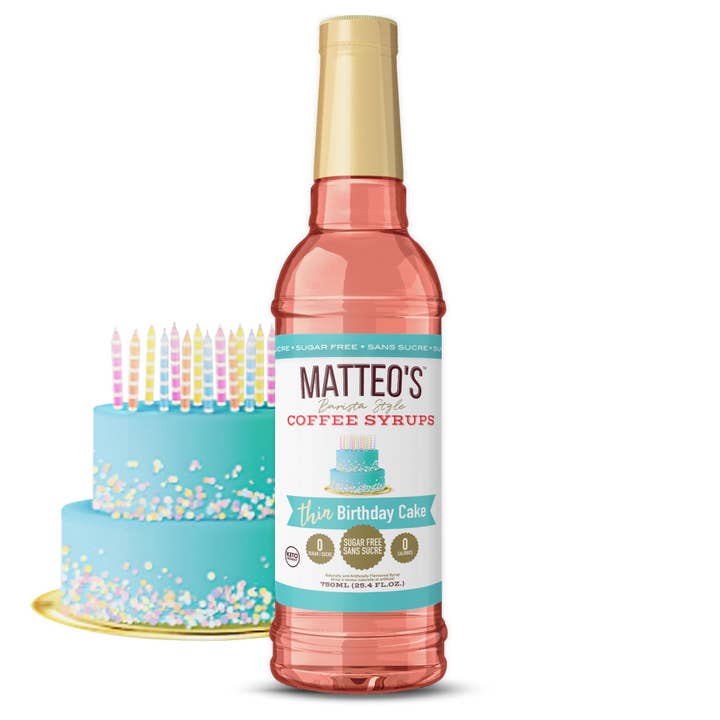 Matteo's - Wholesale Flavored Syrup - Sugar Free Coffee Syrup, Birthday Cake