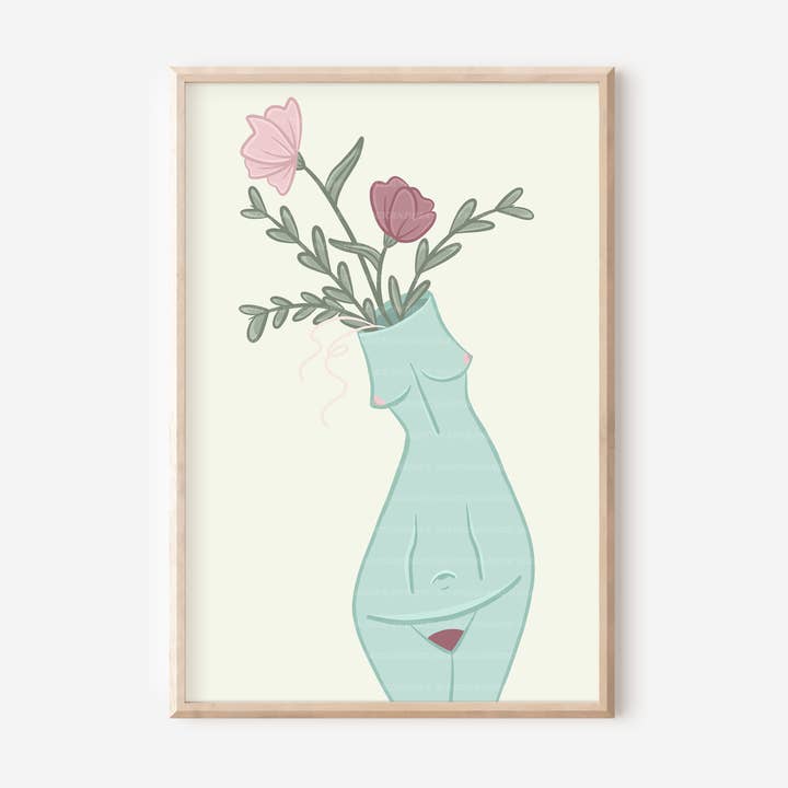 "Blue Plant Babe" Print, Women Empowerment, Body Positivity for wholesale by Jack and Bec