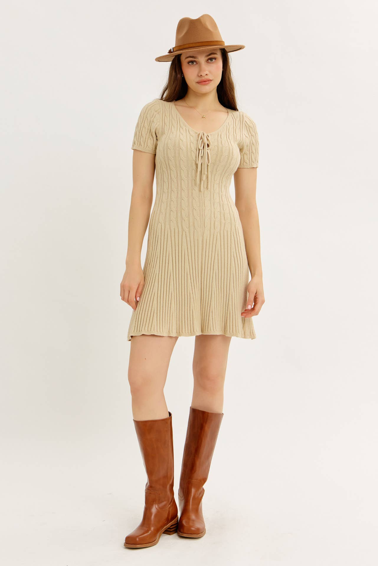 idem ditto - Wholesale Dress - Women's - BODY HUGGING FLIRTY CABLE KNIT SWEATER MINI DRESS12