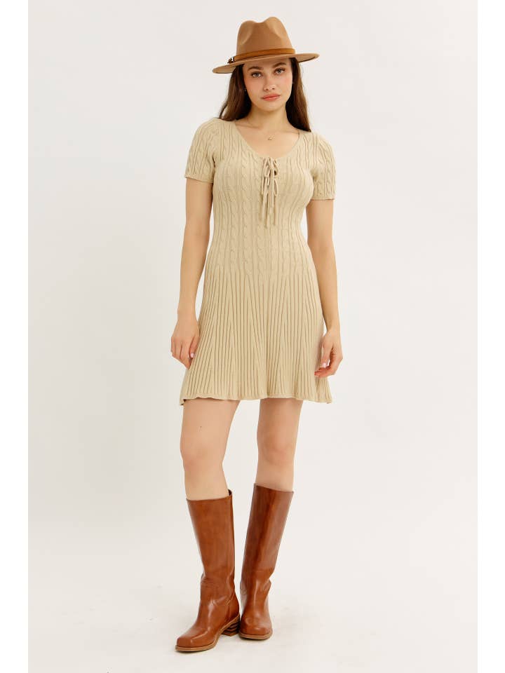 idem ditto - Wholesale Dress - Women's - BODY HUGGING FLIRTY CABLE KNIT SWEATER MINI DRESS12