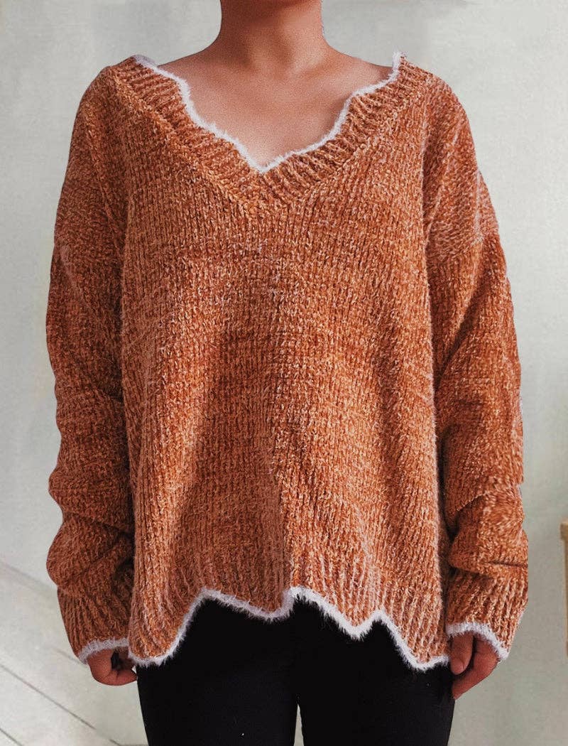 Masyal - Wholesale Knit Sweater - Women's - Scallop Trim Knit Sweater6