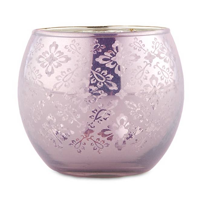 Small Glass Votive Reflective Lace Pattern Holder- Lavender for wholesale by Weddingstar Inc.
