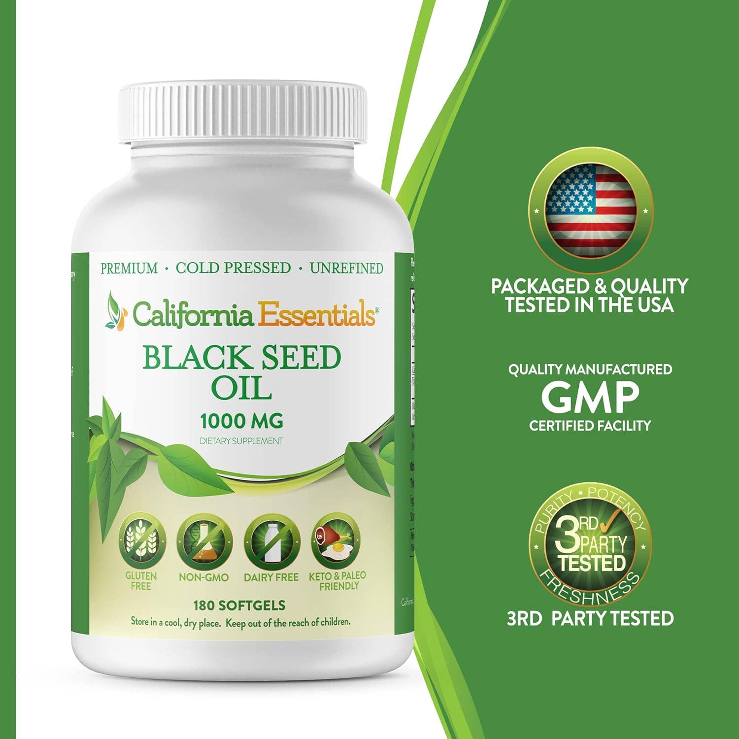 California Essentials - Wholesale Oral Supplement/Vitamin - Black Seed Oil Softgels - 1000mg Premium Cold Pressed16
