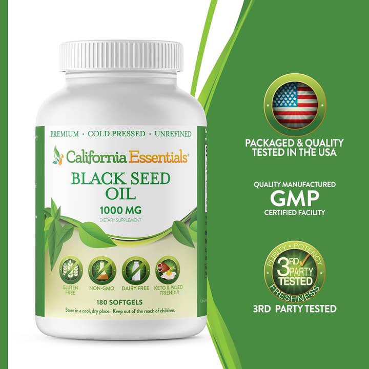 California Essentials - Wholesale Oral Supplement/Vitamin - Black Seed Oil Softgels - 1000mg Premium Cold Pressed16