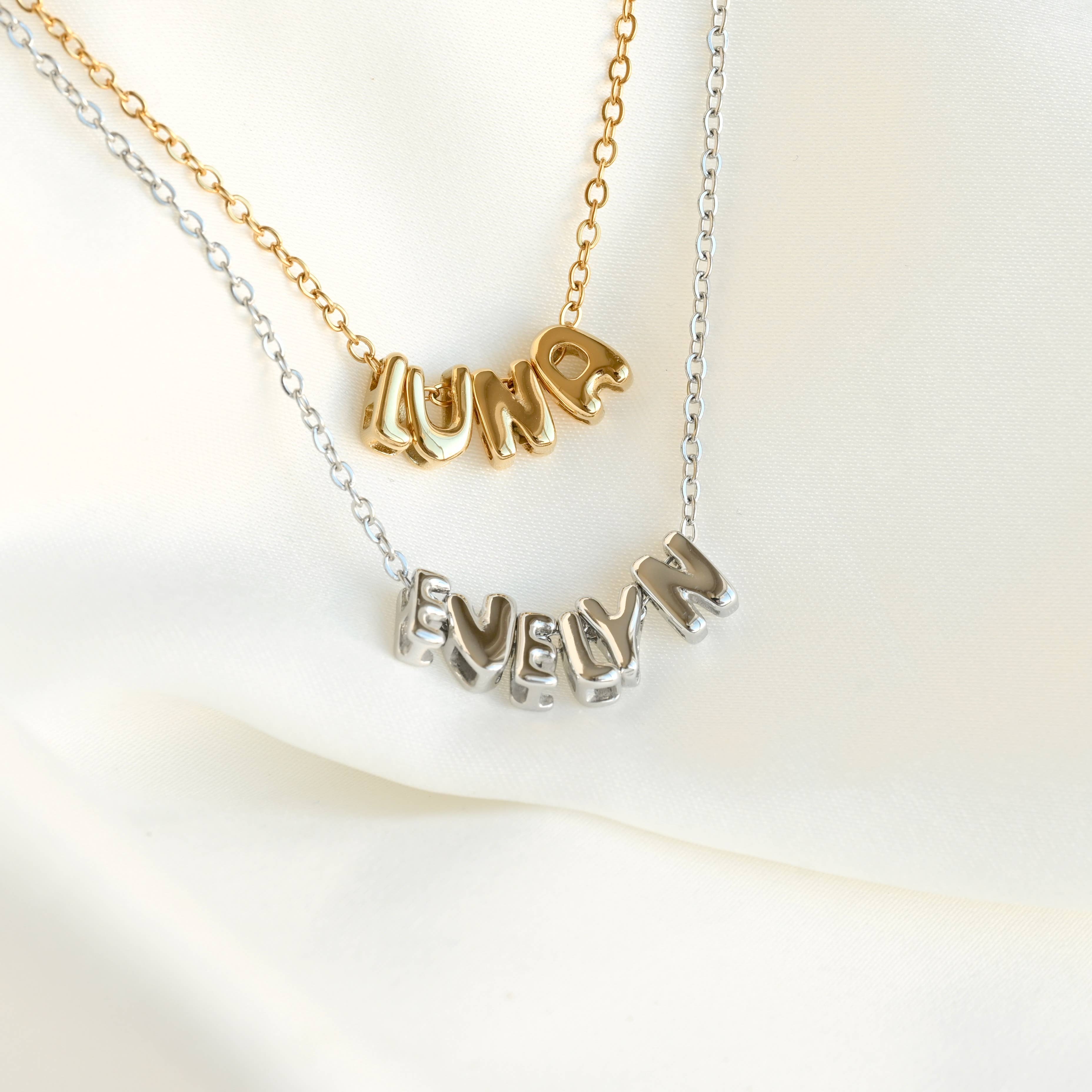 Blueyejewelry - Vendita all'ingrosso Collana con ciondolo/pendaglio - Collana Personalizzata con Nome a Lettere Gonfiate Piccole3