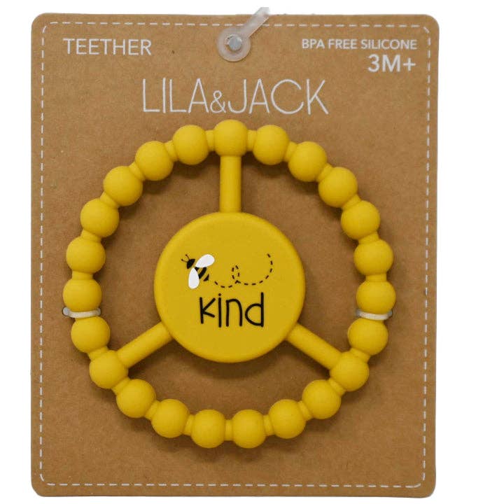 1pc Silicone Peace Teether - Mustard Bee "Kind" C/P 100 for wholesale by GreatBuy.com