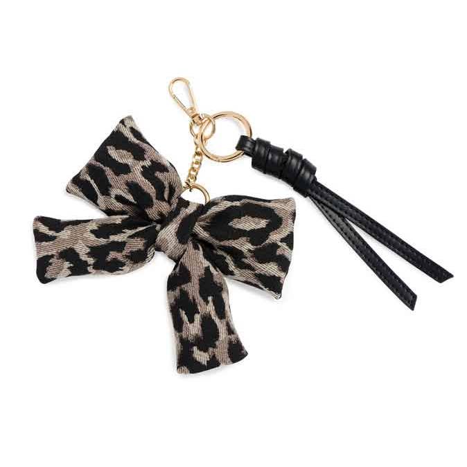LEOPARD BOW BAG CHARM/KEY RING,LEOPARD for wholesale by Shiraleah
