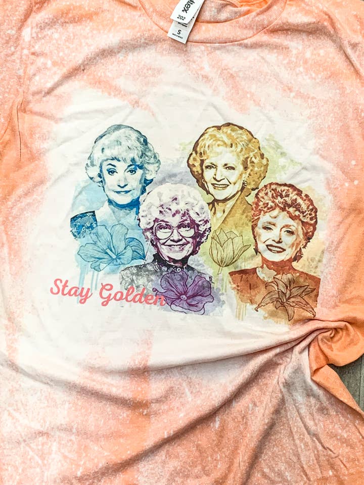 Stay Golden Golden Bleached Tee for wholesale by MM Custom Apparel