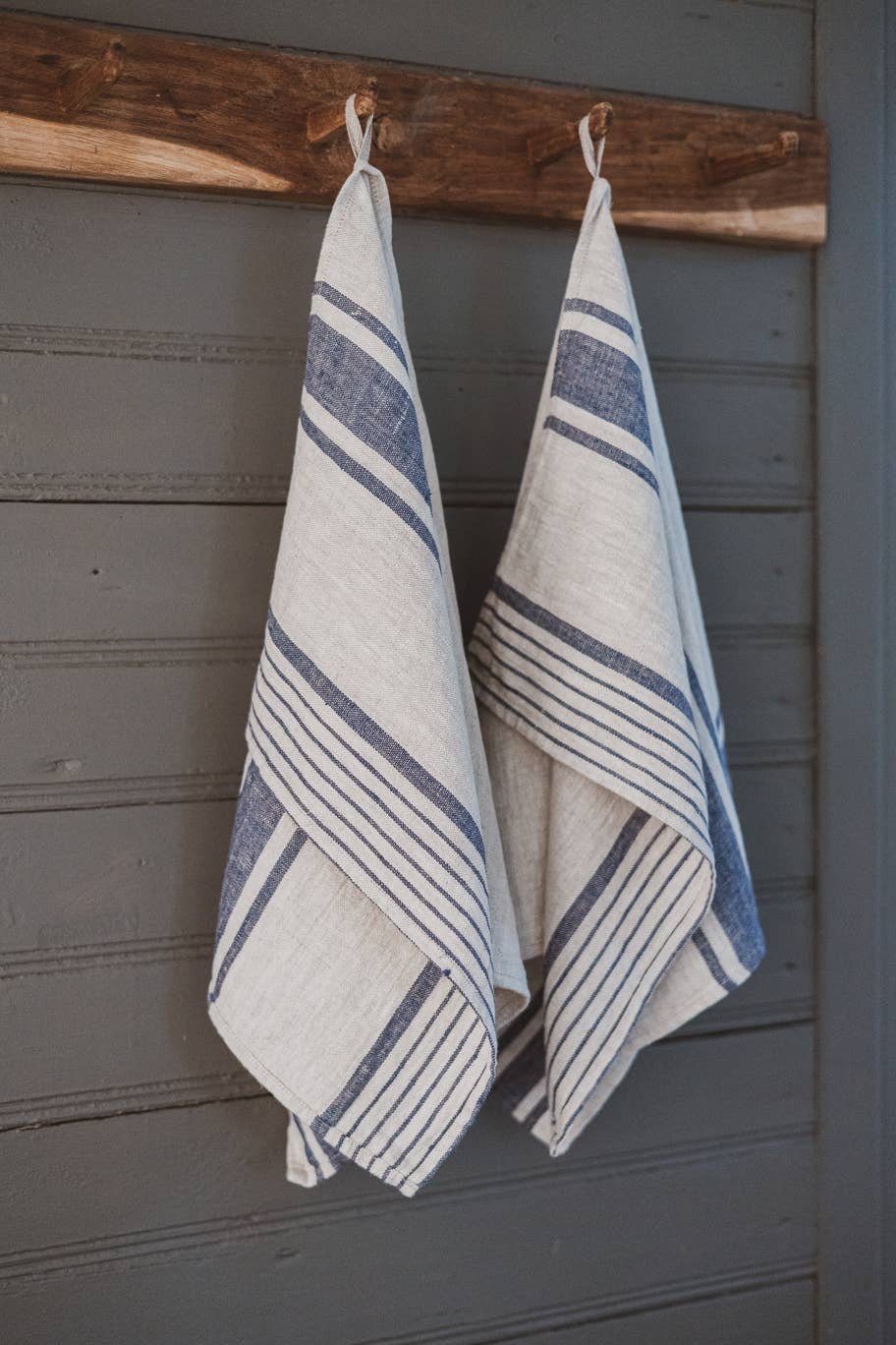 Natural Dark Blue Stripes French style Linen Kitchen Towels   for wholesale on Faire1