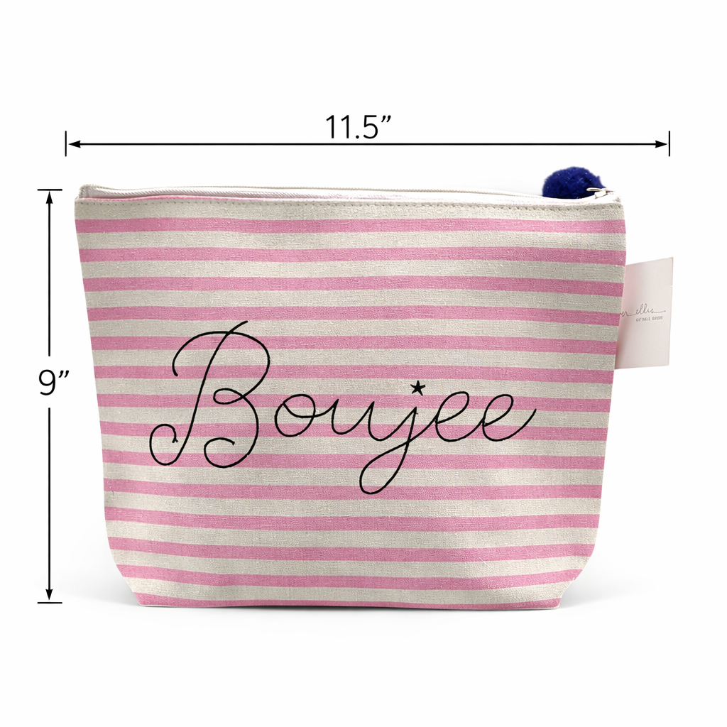 Crover - Wholesale Makeup/Cosmetic Bag - Boujee Striped Canvas Makeup Pouch, Pink Cosmetic Bag2