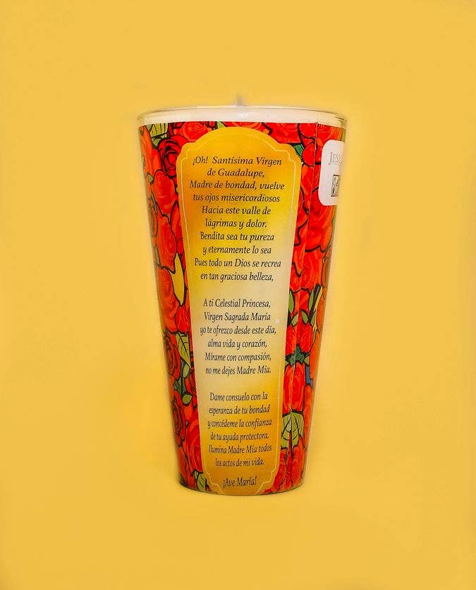 Tienda Esquipulas distribution - Wholesale Jar/Filled Candle - Virgin of Guadalupe & Roses GM Candle2