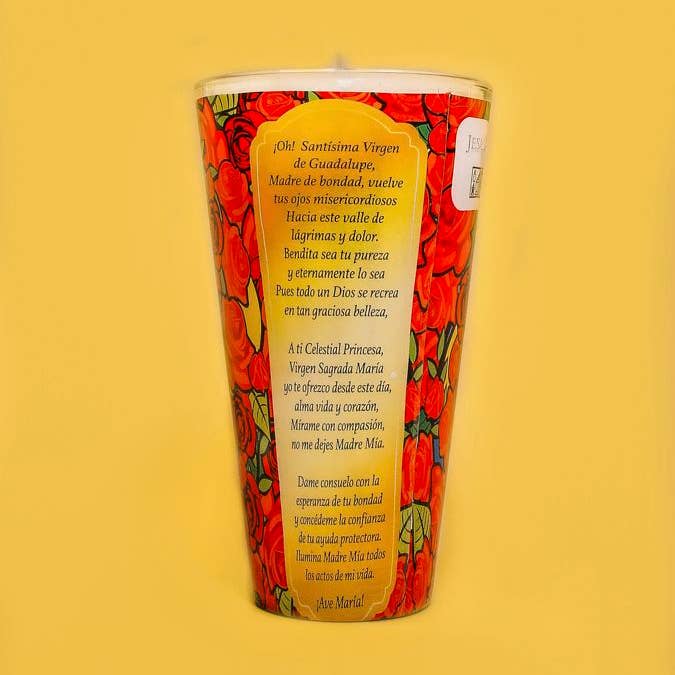Tienda Esquipulas distribution - Wholesale Jar/Filled Candle - Virgin of Guadalupe & Roses GM Candle2