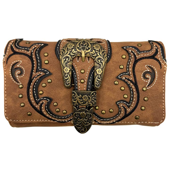 Lunar Deer - Wholesale Wallet - Women's - Bronze Buckle Western Women's Wallet Clutch