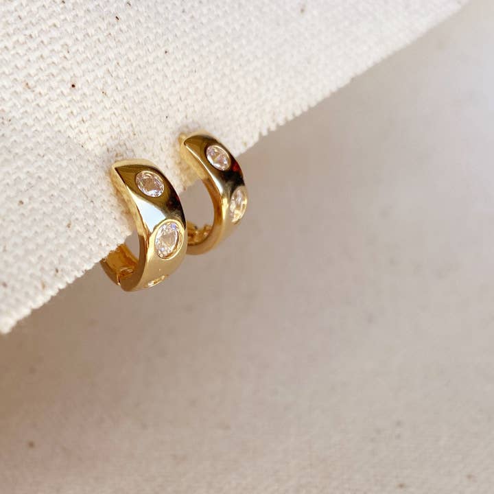 GoldFi - Wholesale Huggie Earrings - 18k Gold Filled Huggie CZ Hoop Earrings For Wholesale And Jewelry Supplies