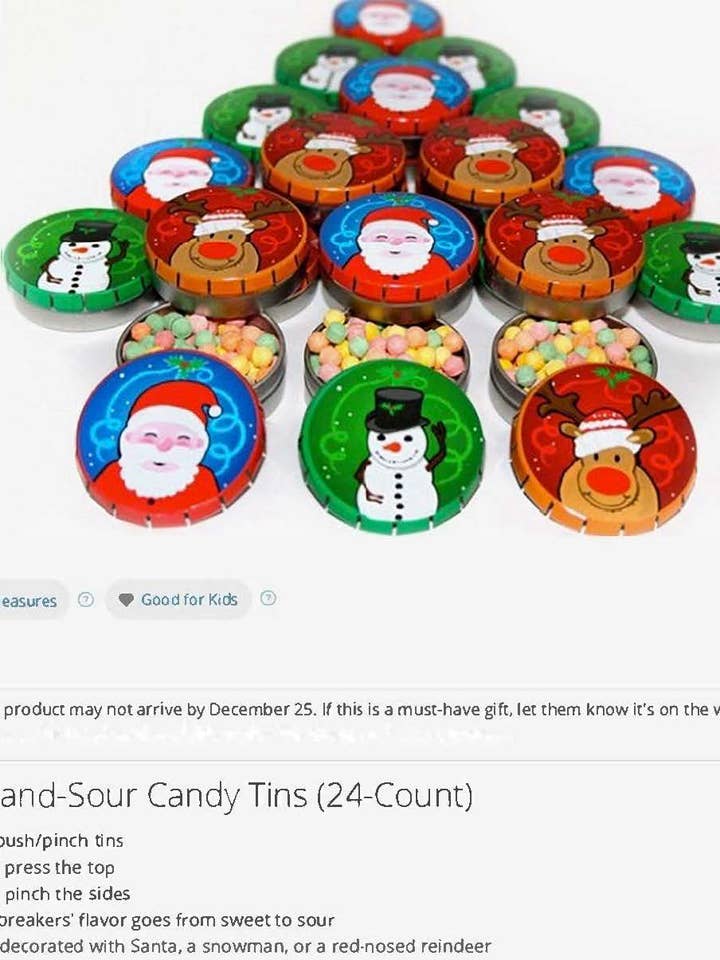 Sweet Sours Christmas tins for wholesale by SnackSations - Kidz Confections