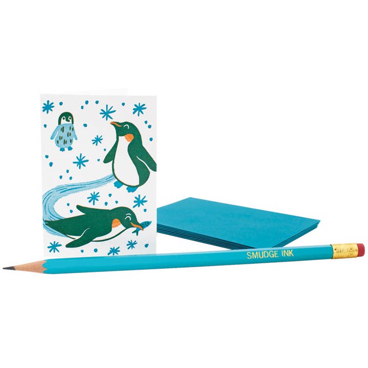 Mini Playful Penguins Enclosure Card for wholesale by Smudge Ink