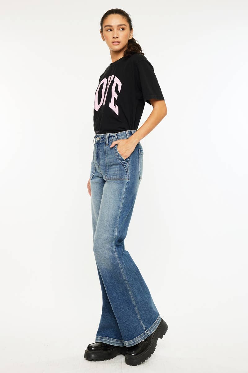 MEDIUM OPEN PACK HIGH RISE WIDE FLARE JEANA-KC9434M for wholesale on Faire5