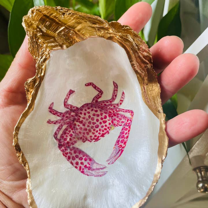 Shells by Shea - Wholesale Jewelry Dish - Oyster Shell Trinket Dish, Pink Crab Trinket Dish2