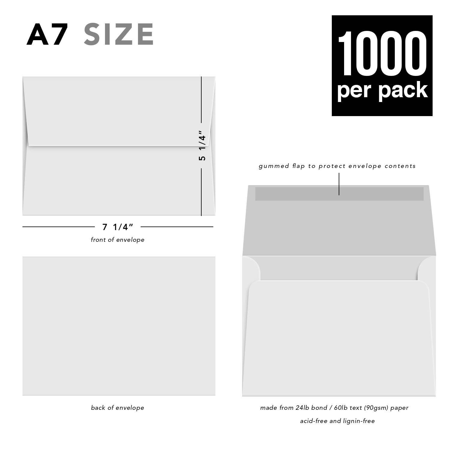 Fine Cardstock – wholesale Envelopes – 1 Case of A7 White Invitation Envelopes – 1000 per Case6