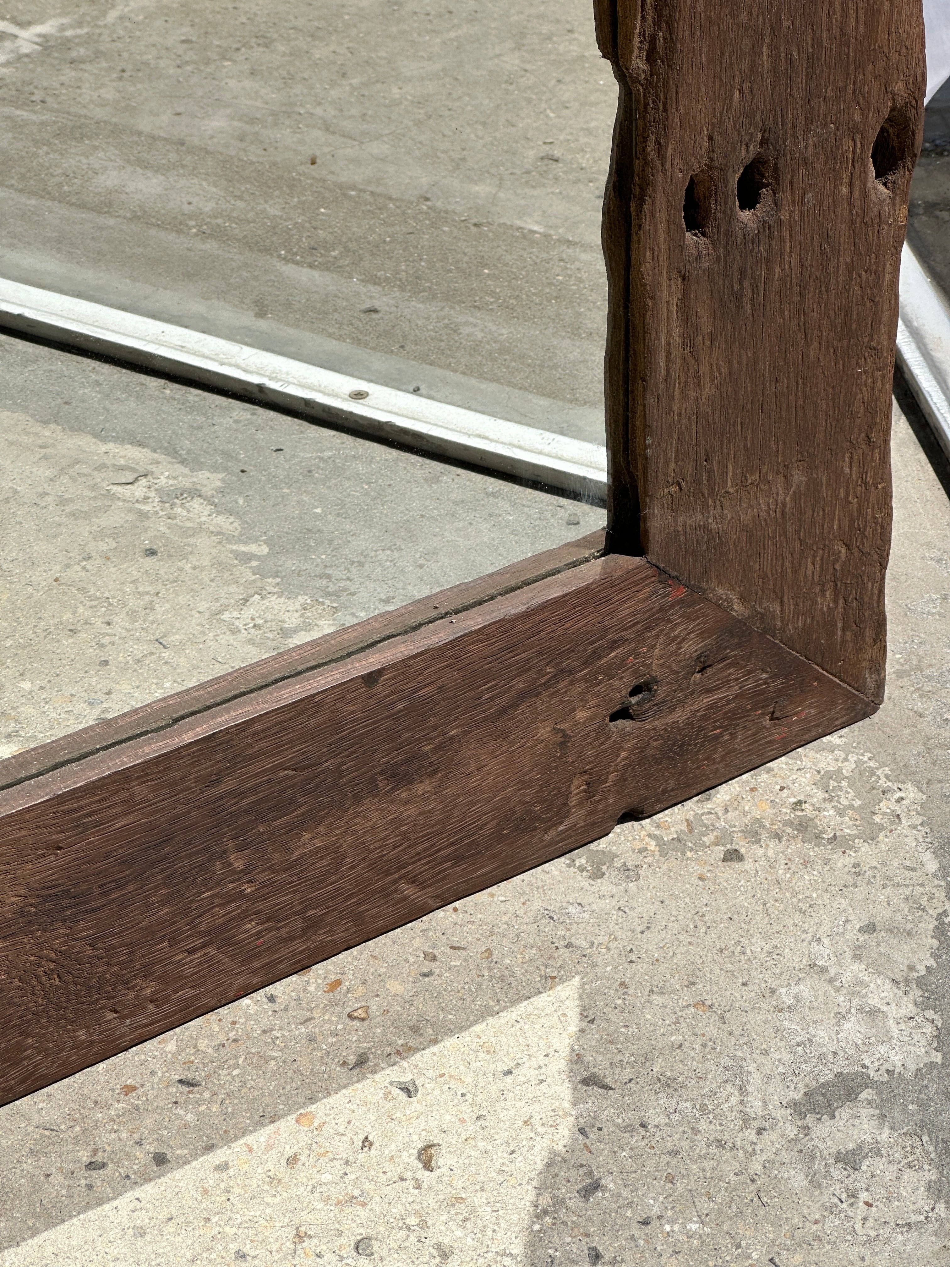 Office Objets - Wholesale Wall Mirror - Mirror with exotic brutalist old iron wood frame H:139cm8