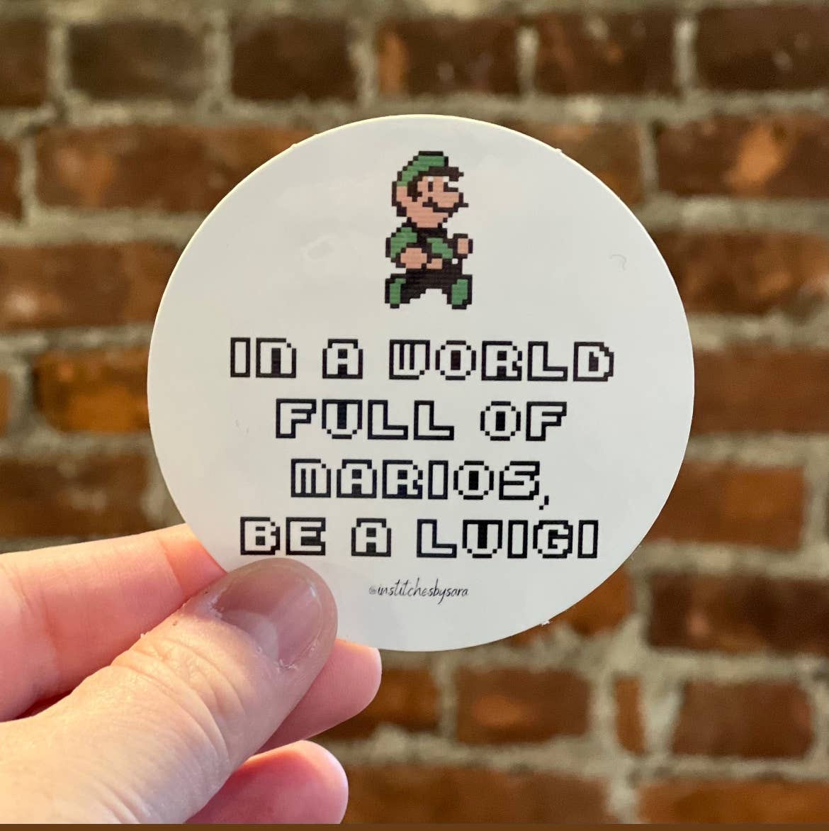 In Stitches by Sara – Großhandel Aufkleber – Sei ein Luigi Aufkleber | Von Mario Brothers inspirierter Aufkleber0