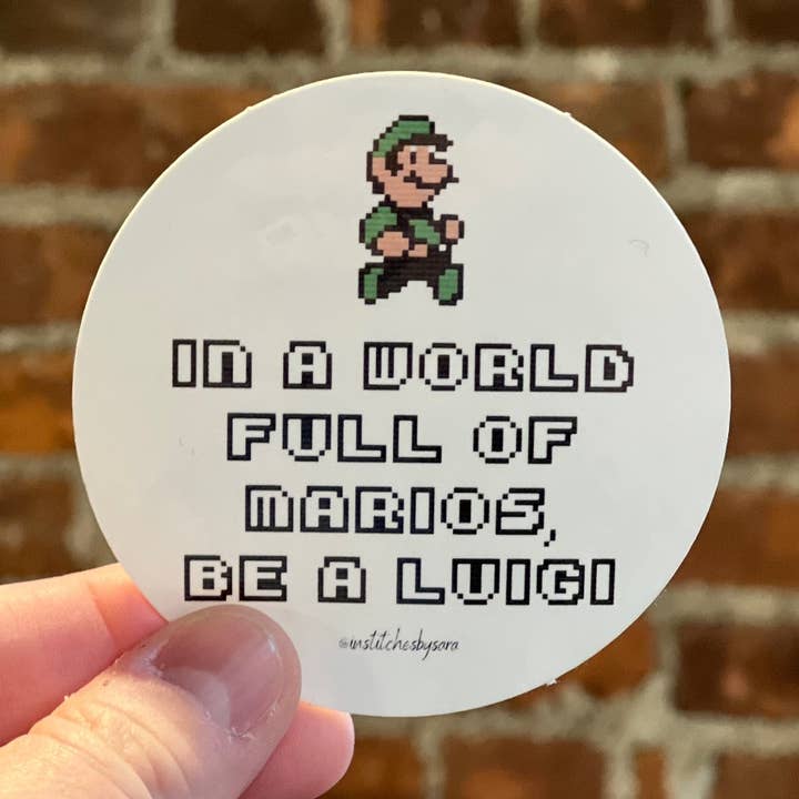 In Stitches by Sara – Großhandel Aufkleber – Sei ein Luigi Aufkleber | Von Mario Brothers inspirierter Aufkleber0