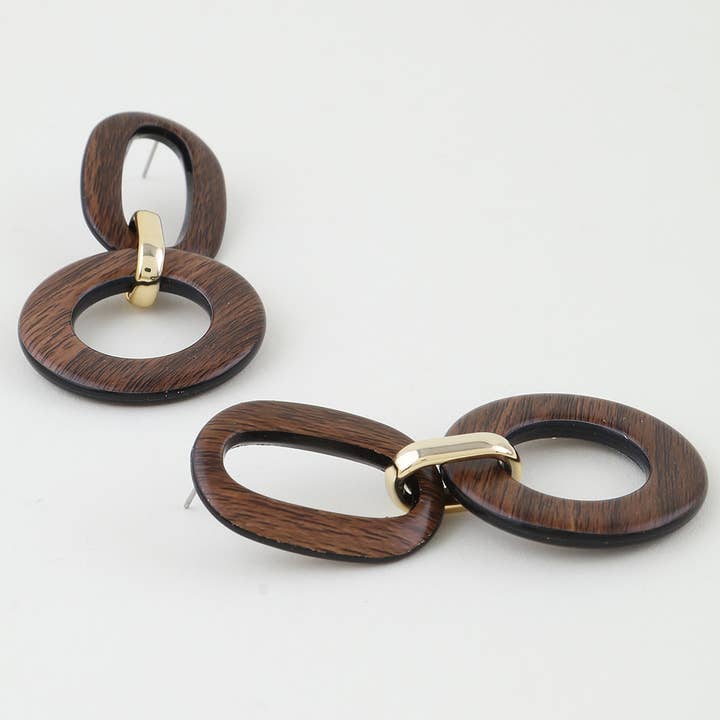 Brown Modern Grain Link Chain Earrings for wholesale on Faire2