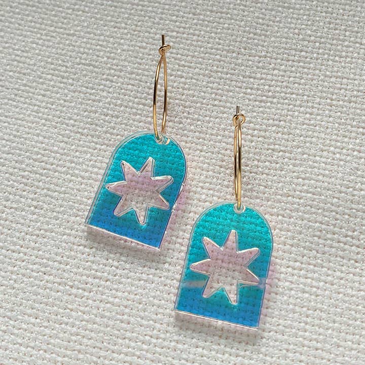 Meridian | Lasercut Acrylic Earrings, 20mm Small Hoop for wholesale by By Akki