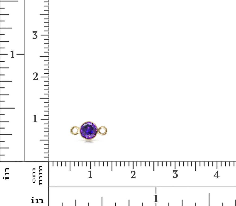 Plazko - Wholesale Individual Charm/Pendant - Amethyst CZ Bezel Connector 14Kt Gold Filled 4mm - 2pcs/pack1