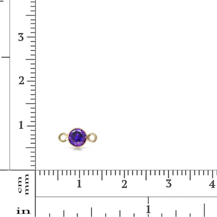 Plazko - Wholesale Individual Charm/Pendant - Amethyst CZ Bezel Connector 14Kt Gold Filled 4mm - 2pcs/pack1