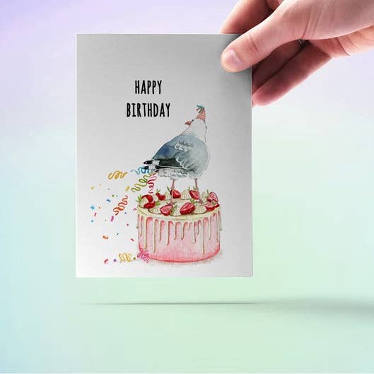 Liyana Studio – wholesale Födelsedagskort – Seagull Fart Cake - Roligt födelsedagskort2